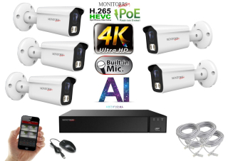 Monitorrs Security 4K IP 5 kamerový set 8 Mpix WTube (6378K5)